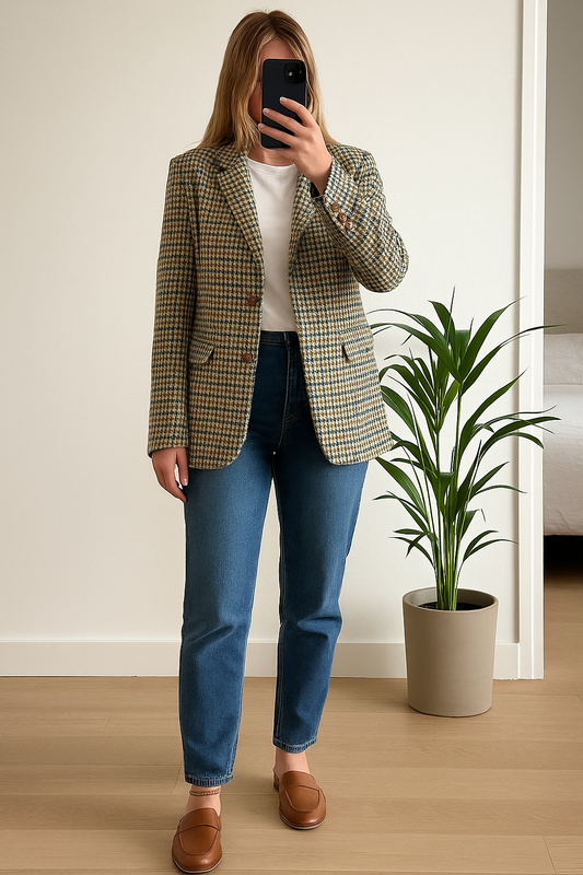 Veste de blazer en laine Ralph en laine à motif pied-de-poule T.36