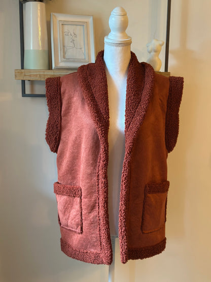 Gilet sans manches effet teddy marron coupe oversize T.U