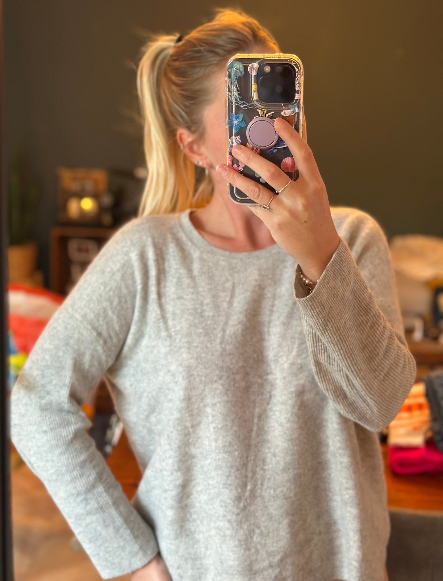 Pull en cachemire gris clair T.34/36