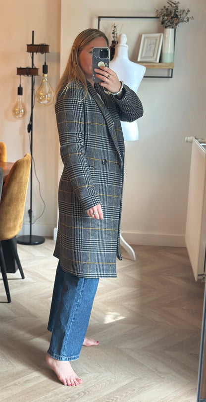 Manteau long carreaux laine modèle Gisèle T.34