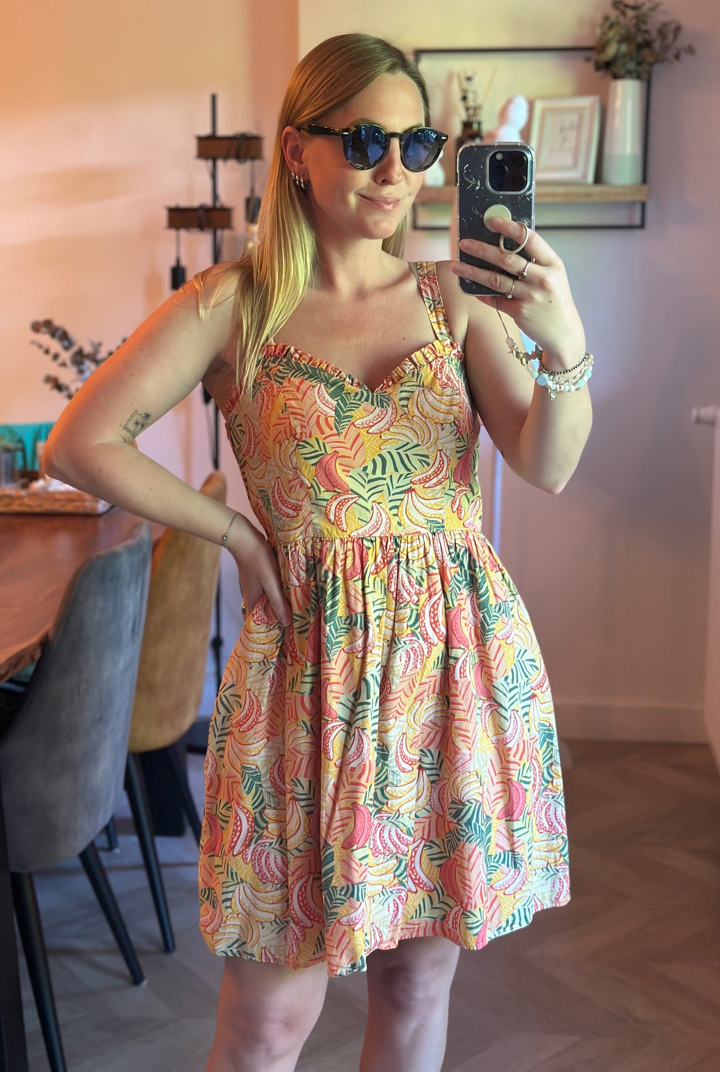 Robe fluide imprimé tropical pastel T.36