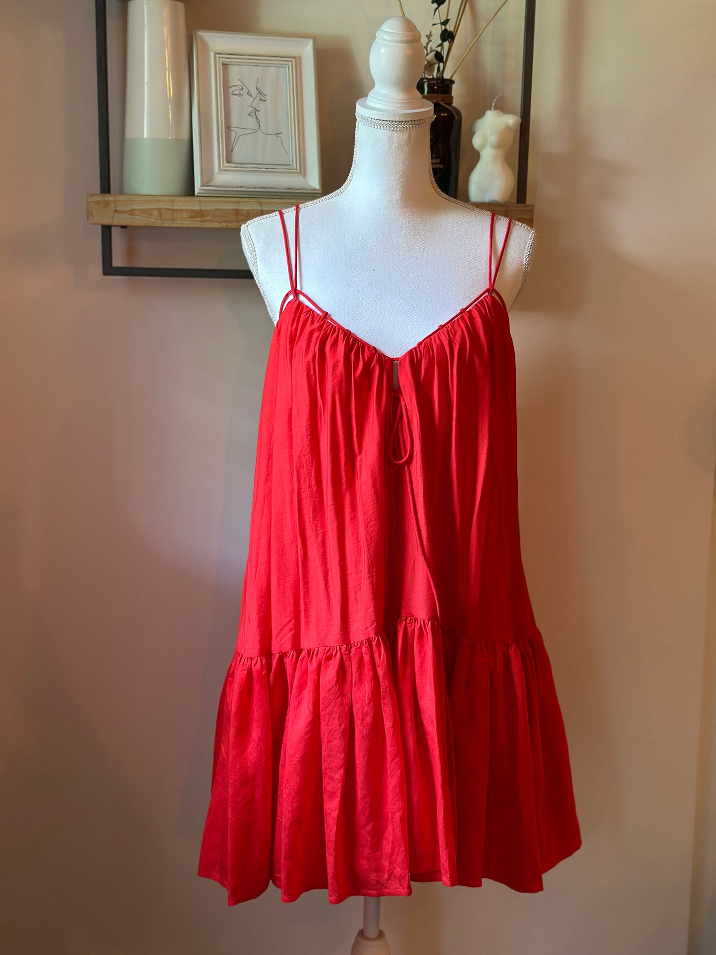 Robe trapèze rouge T.34 oversize