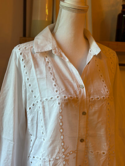 Chemise blanche broderie anglaise en coton Made in Italy T.U