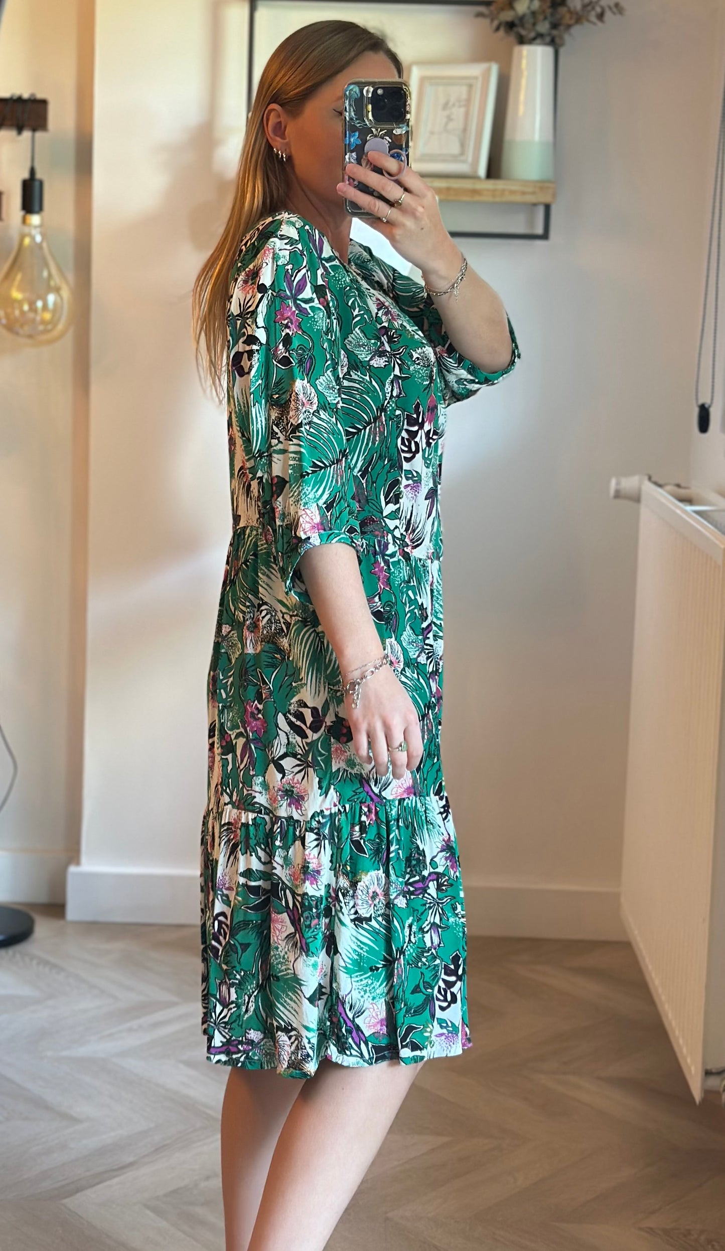 Robe imprimé fleuri végétal vert T.42