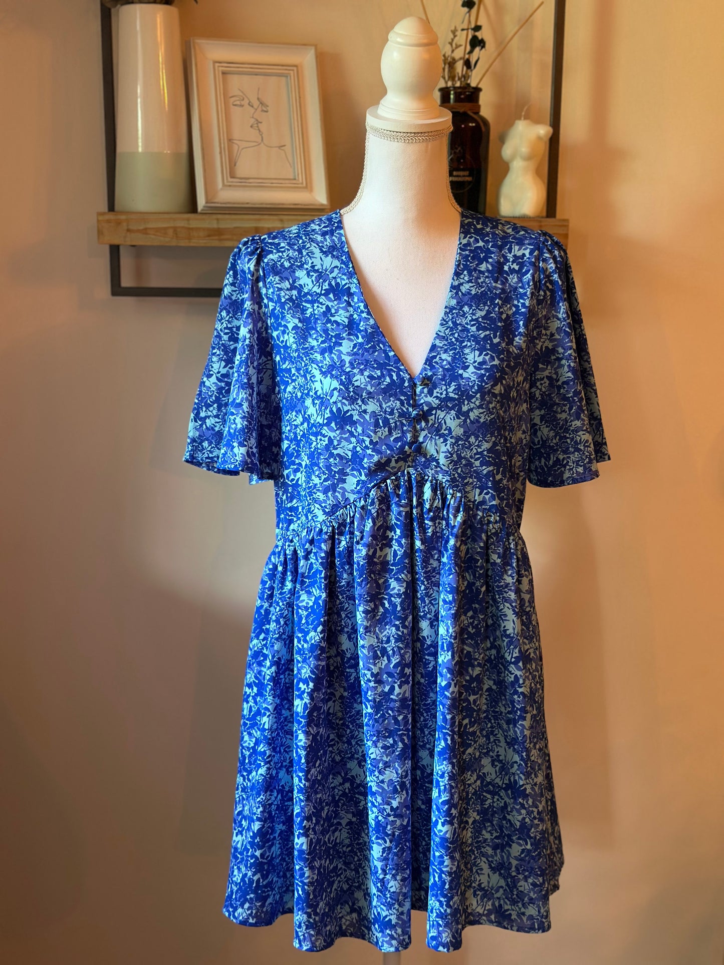 Robe fluide imprimé bleu T.36/38