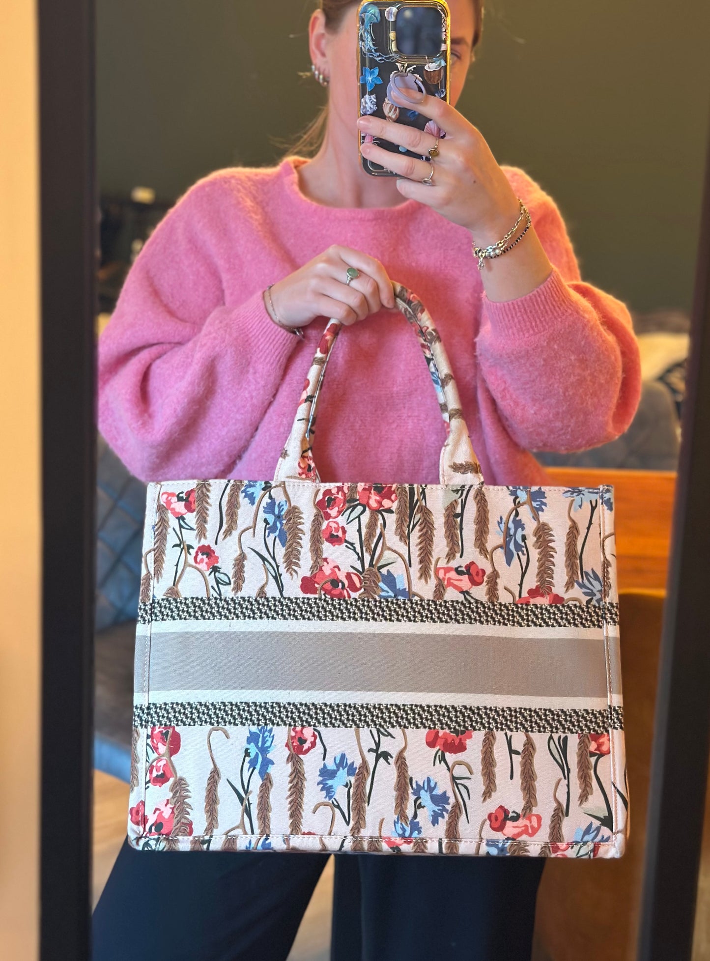 Grand sac cabas à fleurs