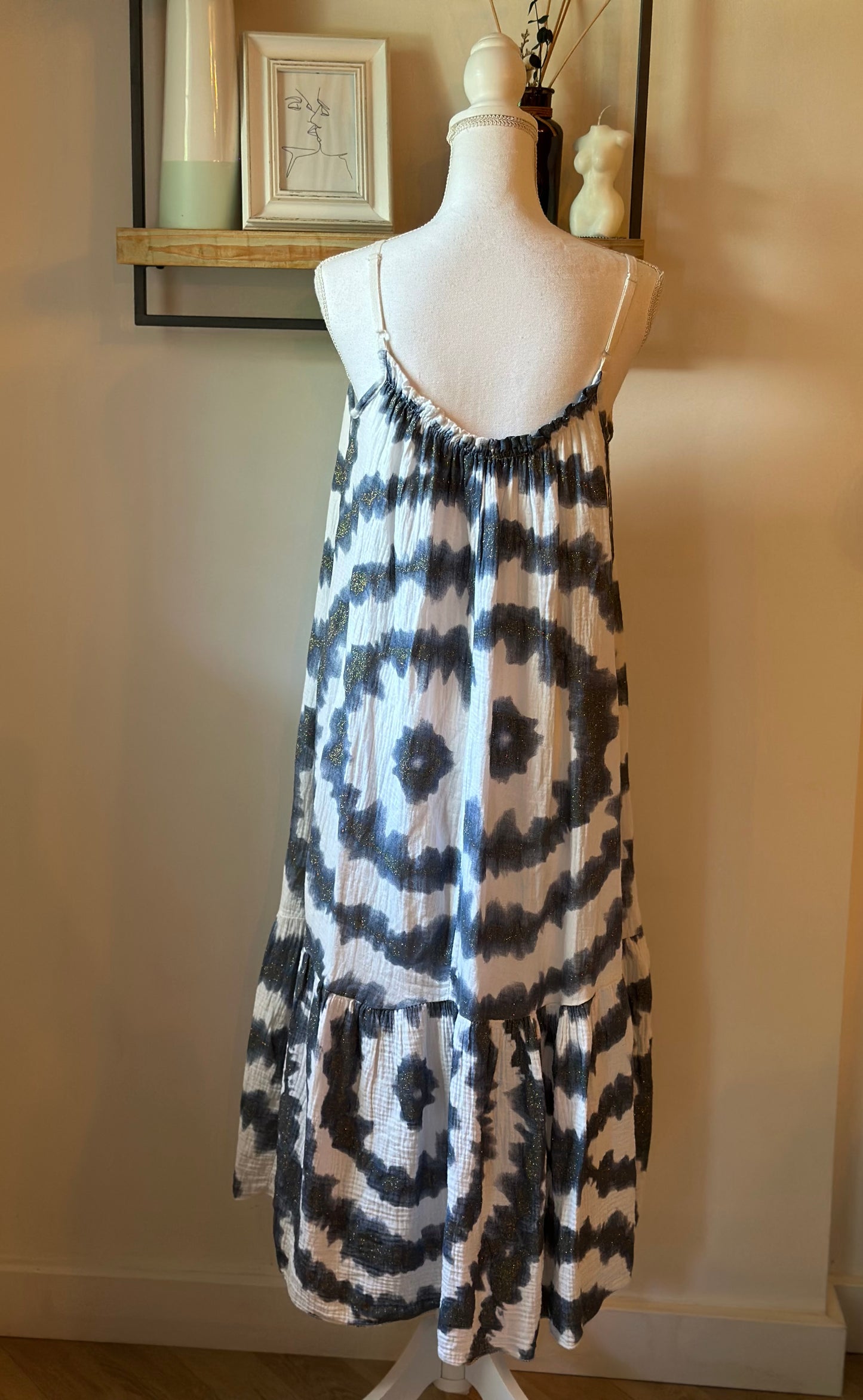 Robe longue imprimé tie and dye en gaze de coton T.U