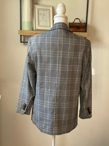 Blazer à carreaux gris T.34 oversize