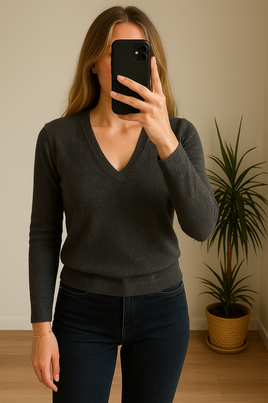 Pull en cachemire gris anthracite T.36