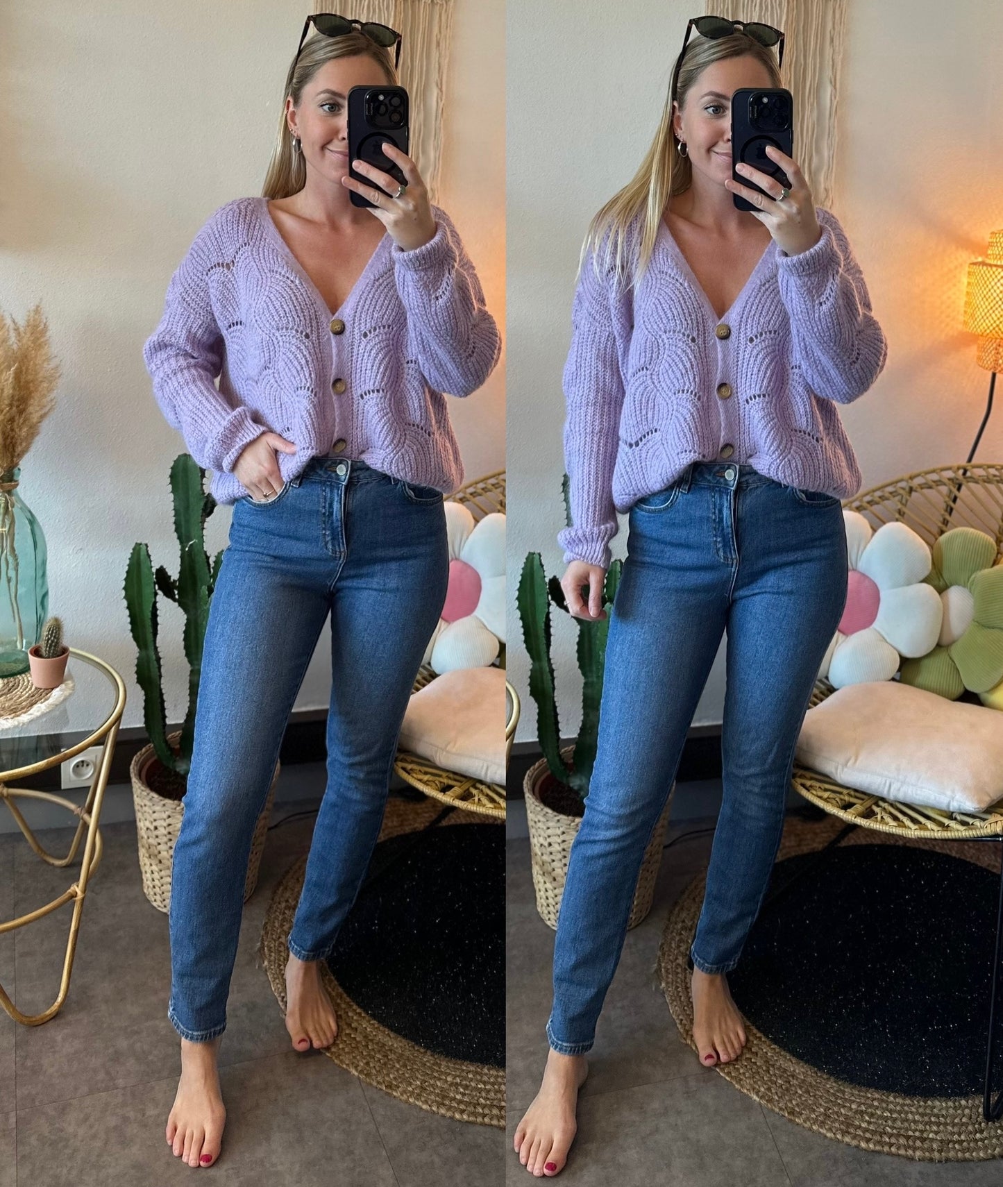 Jean skinny, bleu, taille haute modèle Émilie T.36