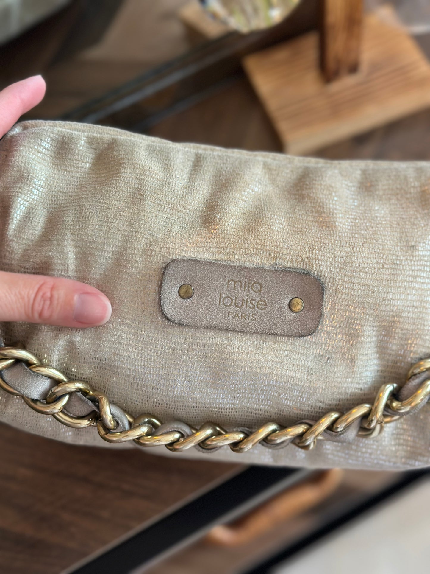 Sac en beige doré clair modèle “Mama” avec double bandoulière