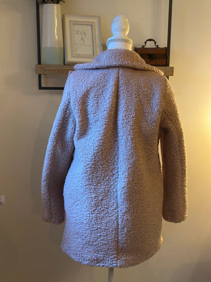 Manteau en bouclette rose clair doublé fabriqué en Italie T.36