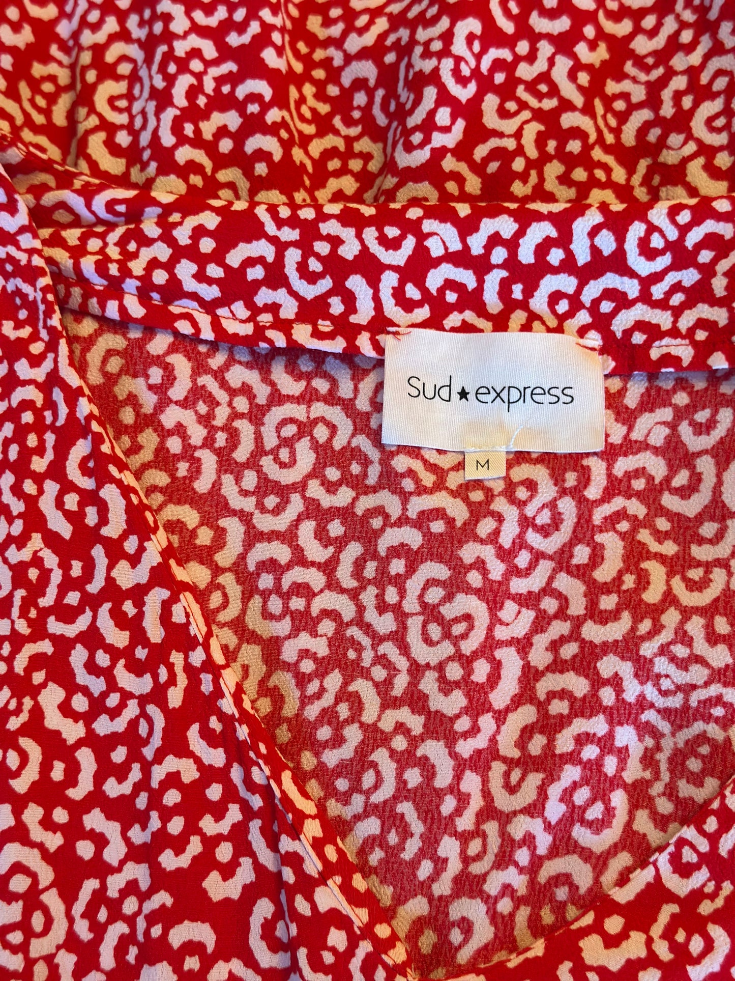 Robe rouge imprimé léopard en viscose T.38