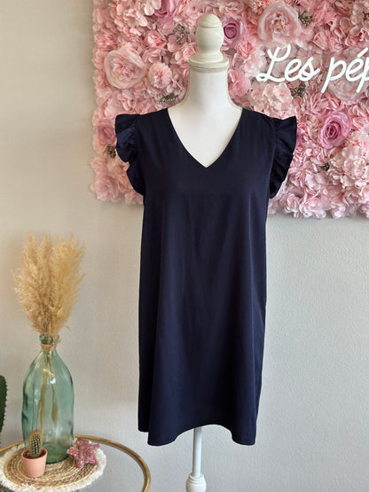 Robe d’été bleu marine avec manches détaillées T.36