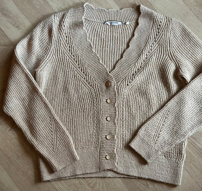 Cardigan beige maille T.40