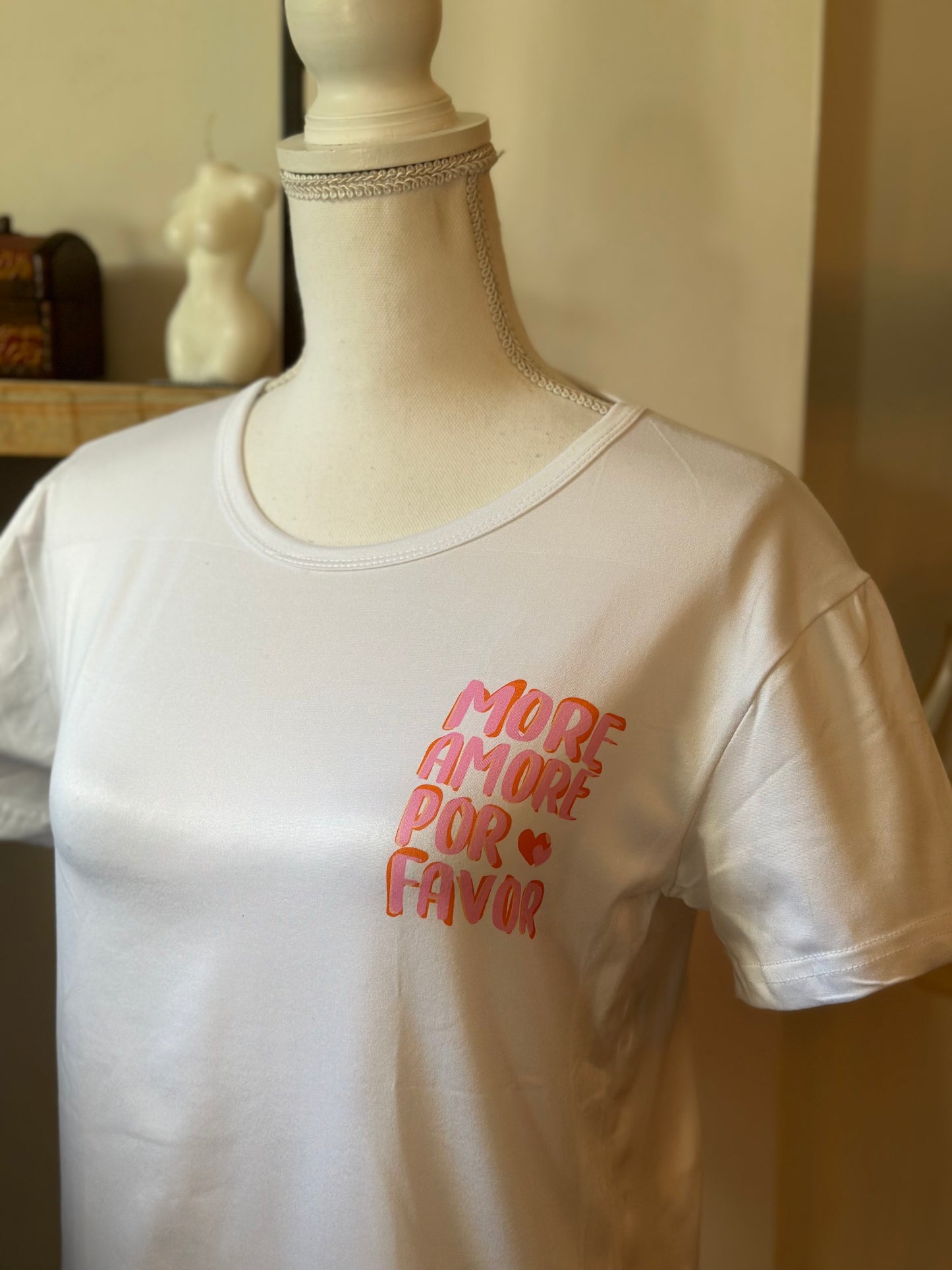 T-shirt blanc imprimé “Amor por favor” T.36 neuf