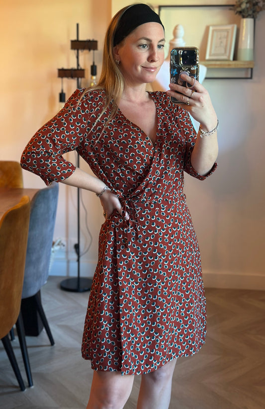 Robe portefeuille imprimé fleuri terracotta T.36
