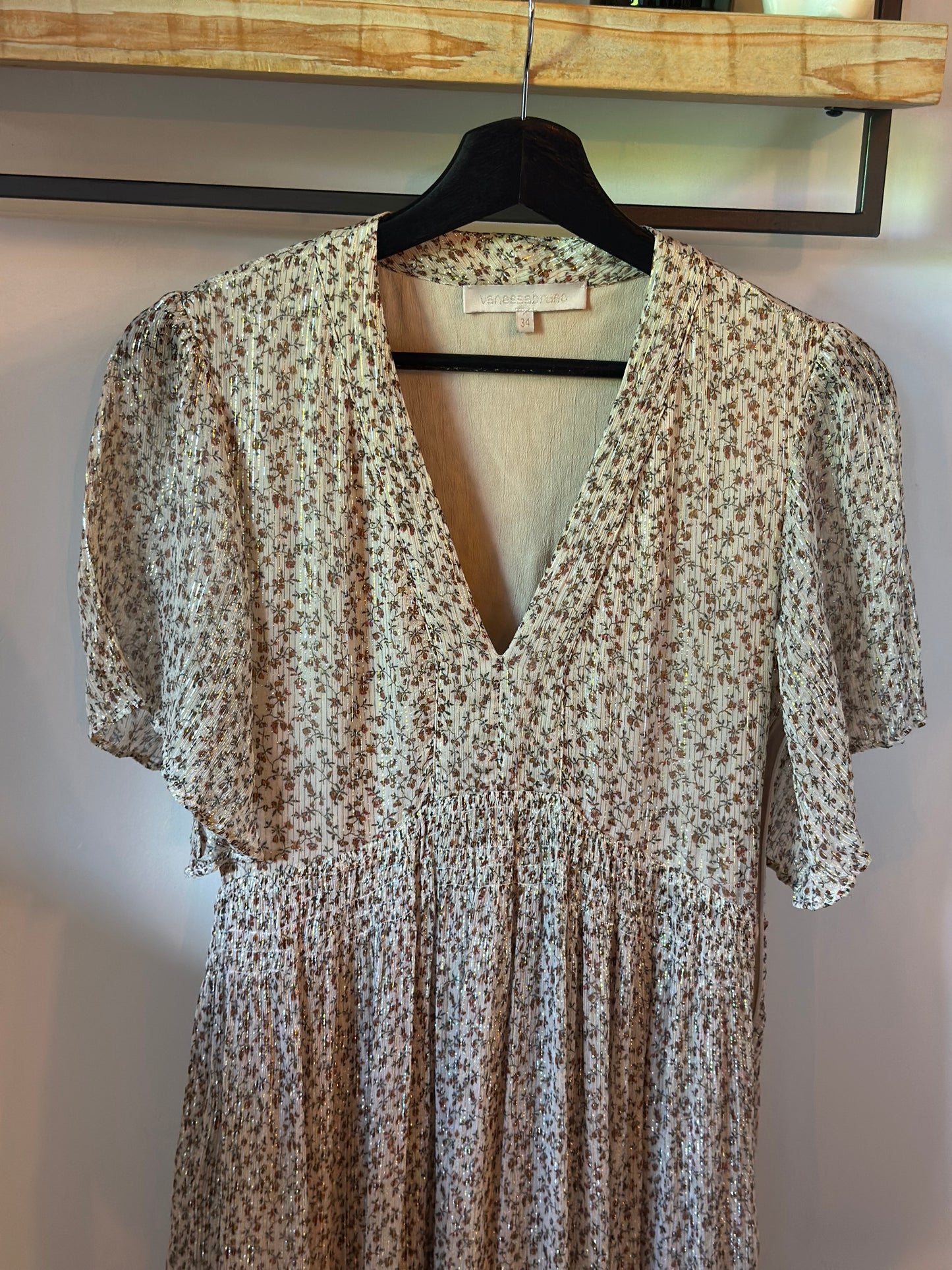 Robe longue plissée fleurie lurex Vanessa Bruno - taille 34