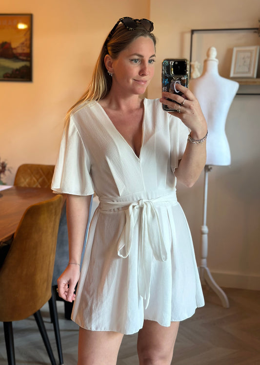 Combishort blanche texturée T.36