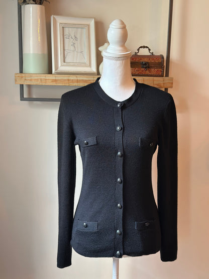 Cardigan noir boutons métal laine T.36