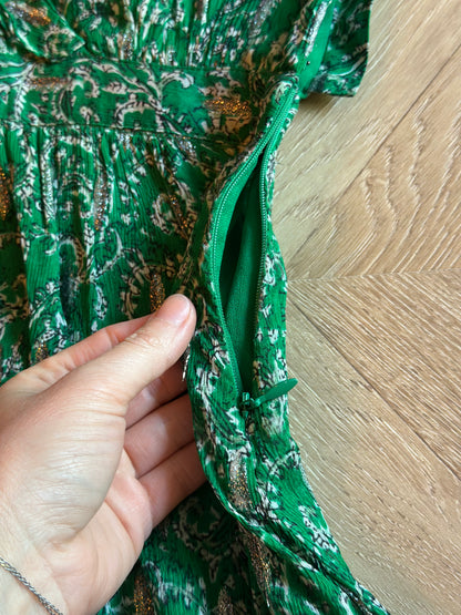 Robe fluide cachemire vert lurex modèle Clem T.34
