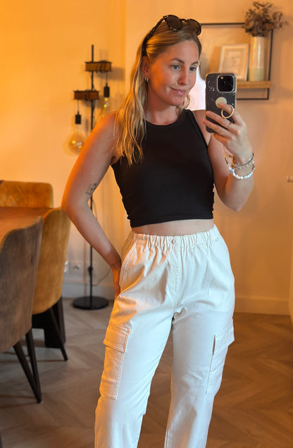 Pantalon cargo uni crème T.34
