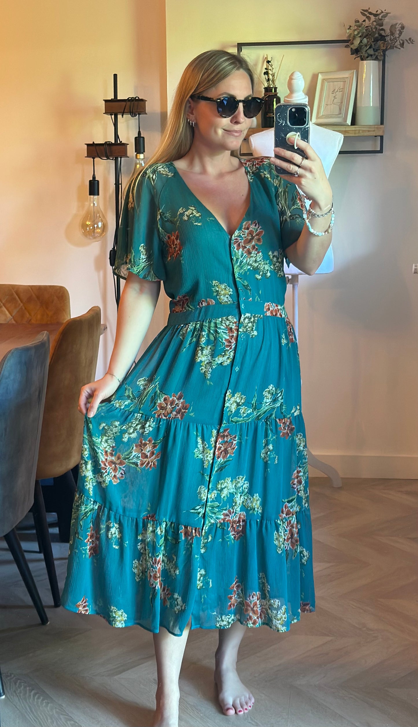 Robe longue fluide imprimé fleuri T.40