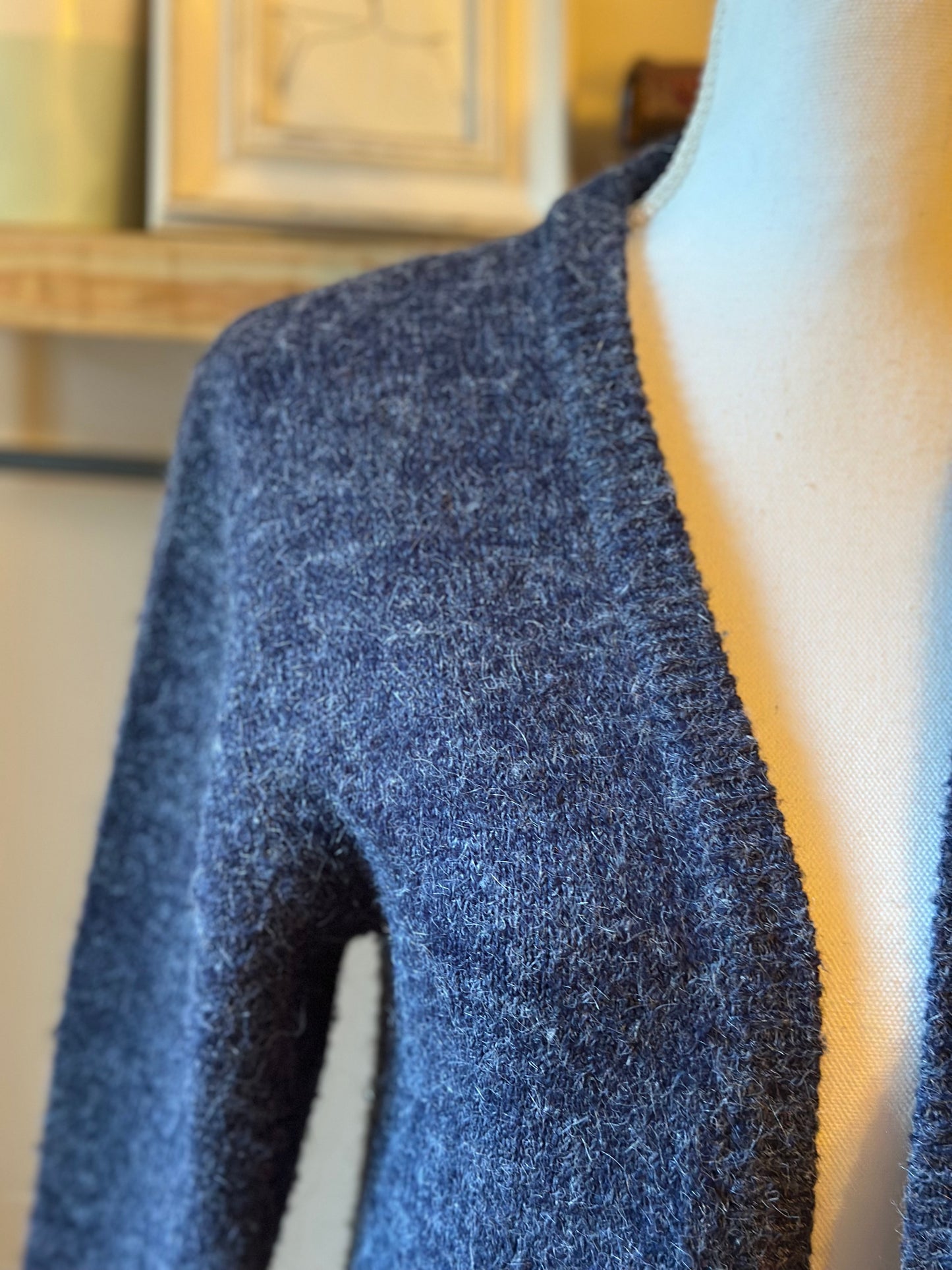 Gilet long bleu gris chiné T.38