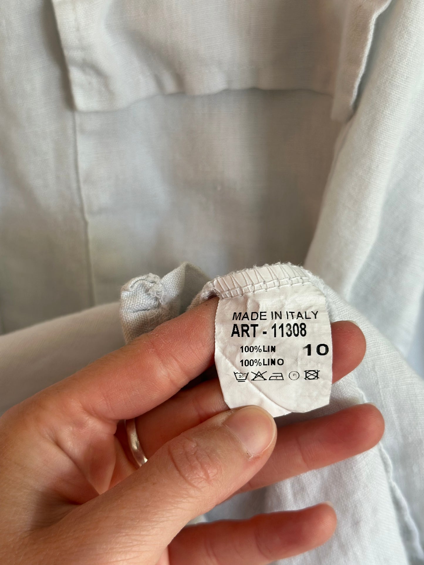 Chemise tunique blanche en lin – Cœurs argentés T.U