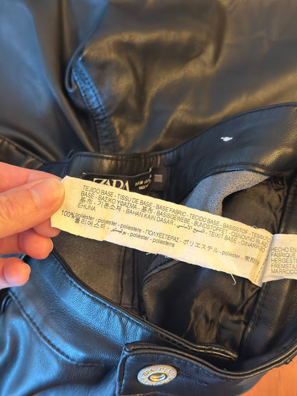 Pantalon droit similicuir noir T.36