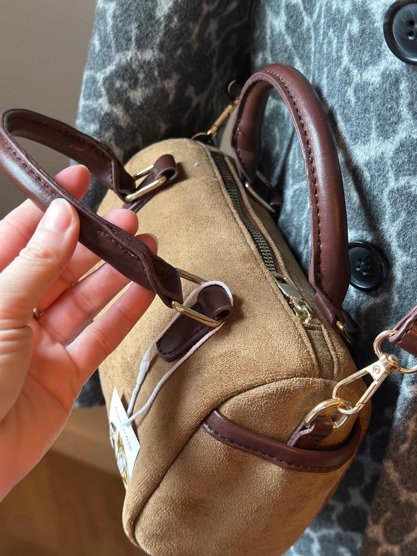 Petit sac à main / bandoulière marron façon daim neuf