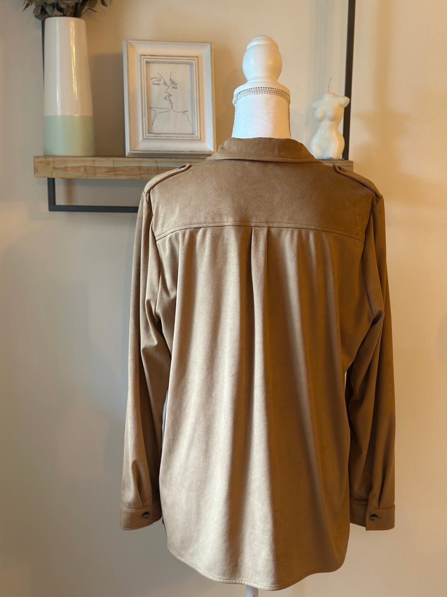 Veste chemise effet daim camel - T.3 (40/42)