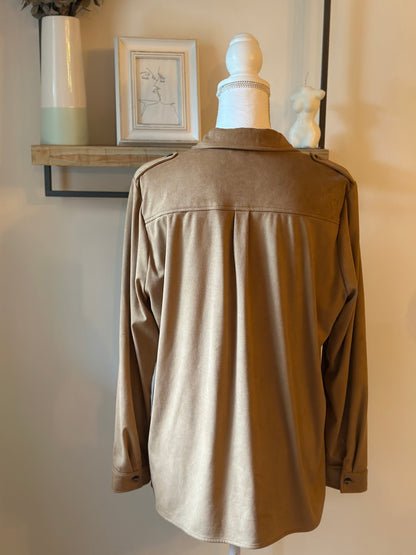 Veste chemise effet daim camel - T.3 (40/42)