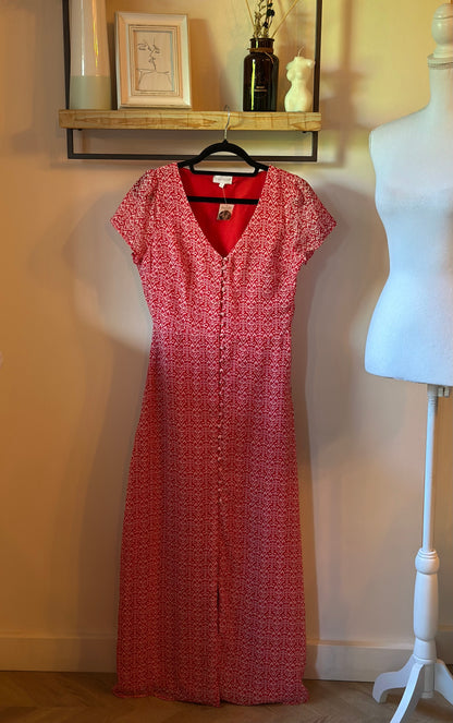 Robe longue imprimé rouge et blanc T.36