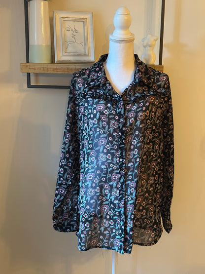 Blouse fluide imprimé floral noir T.44