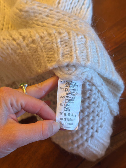 Pull en maille mohair blanche col V T.U