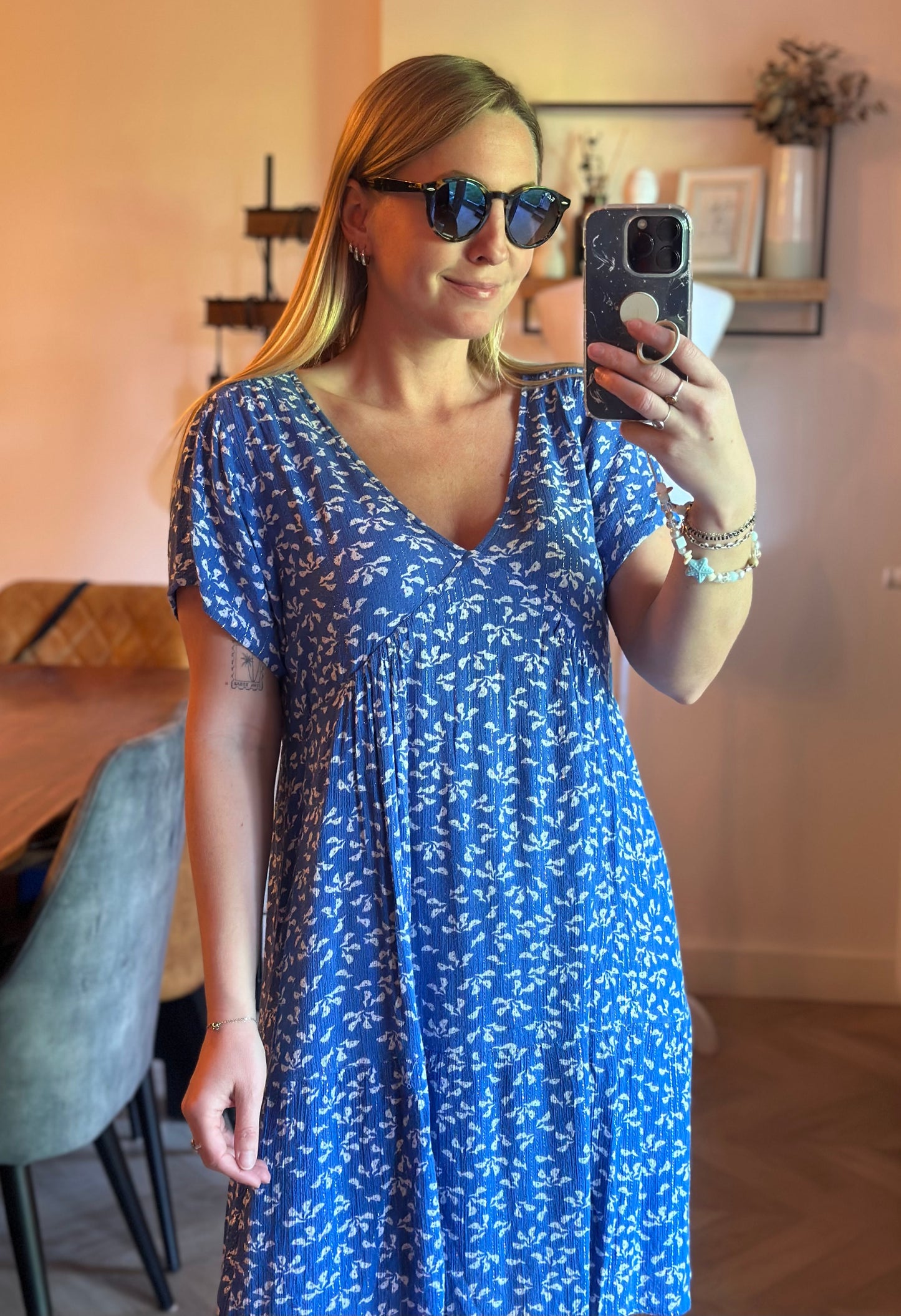 Robe fluide imprimé fleuri lurex T.38