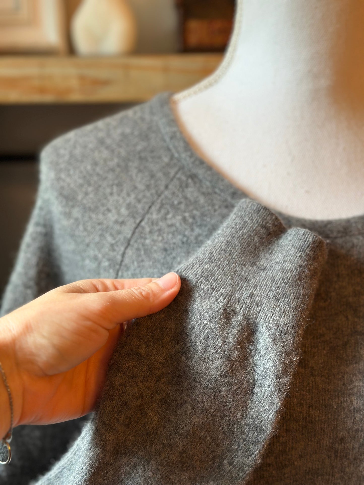 Robe pull gris chiné en mohair & laine T.36