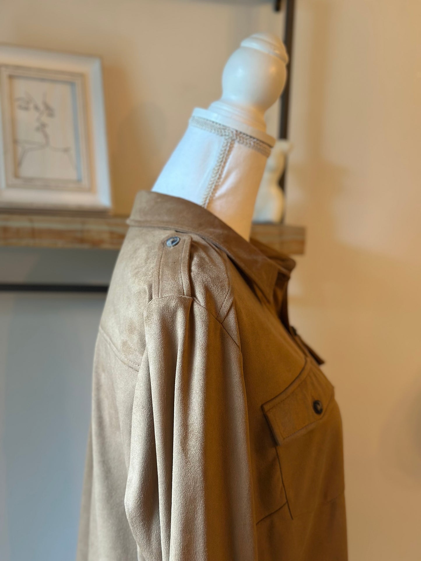 Veste chemise effet daim camel - T.3 (40/42)