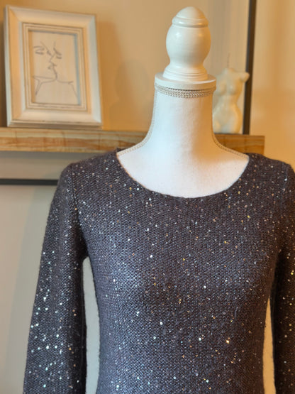 Pull gris à sequins en mohair et laine T.38