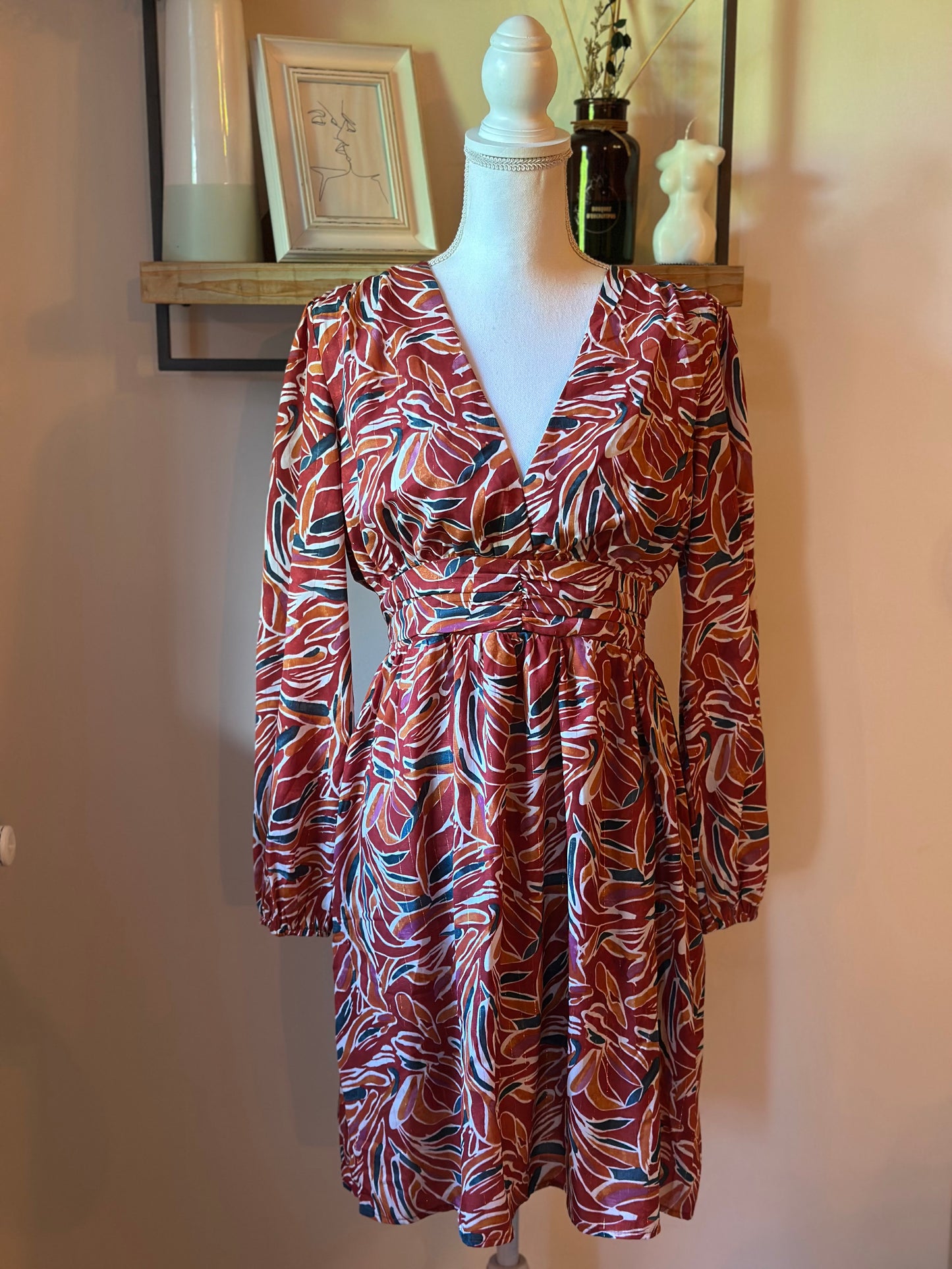 Robe imprimé feuillage T.40