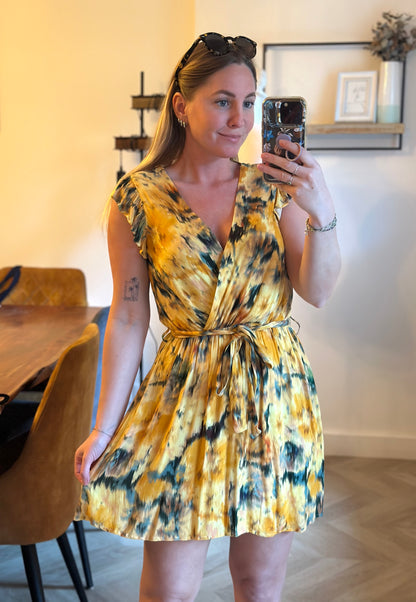 Robe courte imprimé jaune – Modèle Reen T.34