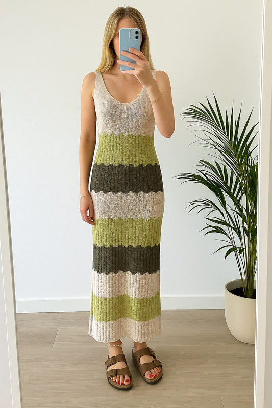Robe longue maille bleue neuve T.U