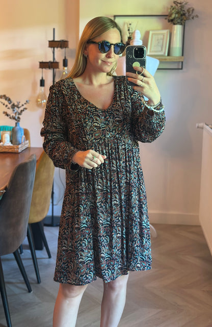Robe fluide fleurie cachemire viscose T.44