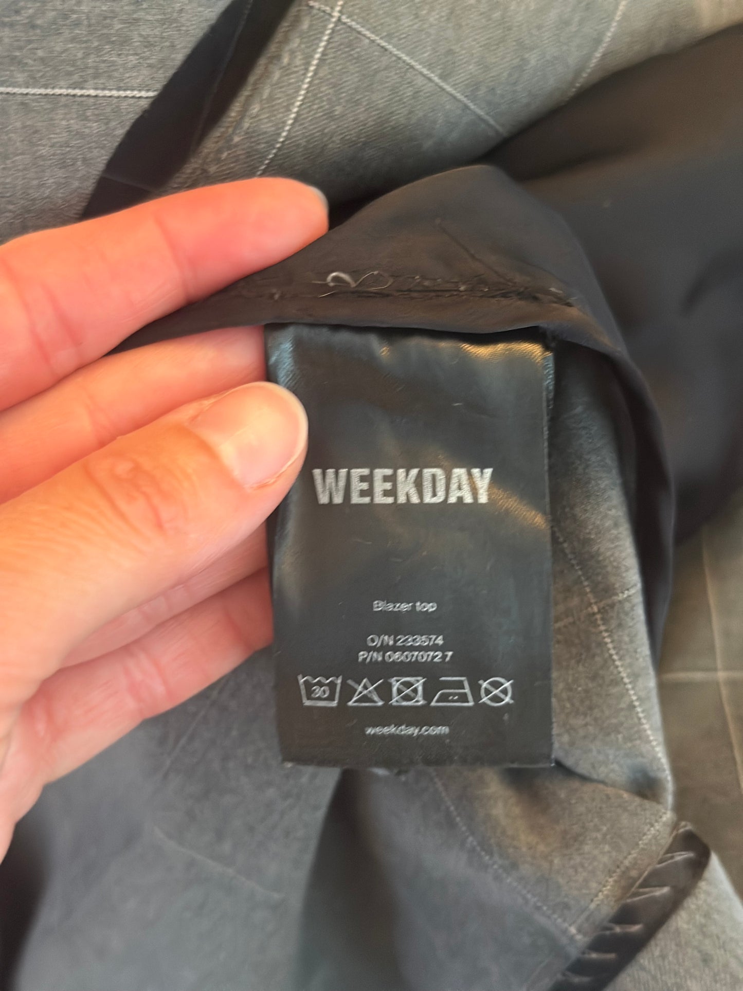 Veste blazer oversize gris à carreaux T.38