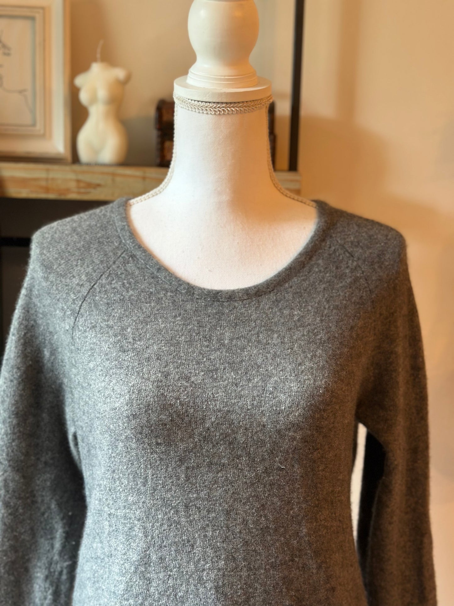 Robe pull gris chiné en mohair & laine T.36