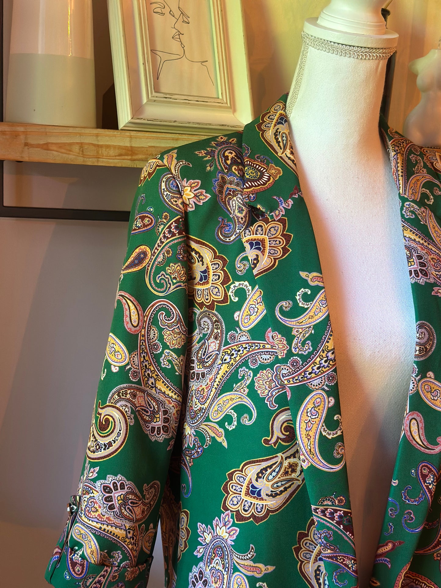 Blazer fluide imprimé cachemire vert T.U 38/42