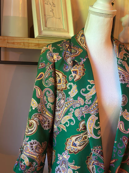 Blazer fluide imprimé cachemire vert T.U 38/42
