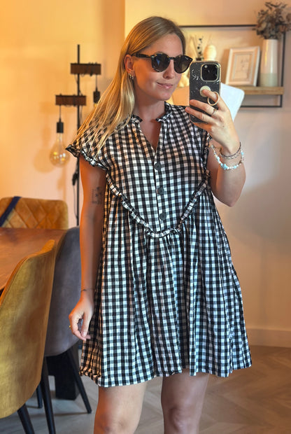 Combishort façon robe vichy noir et blanc T.40