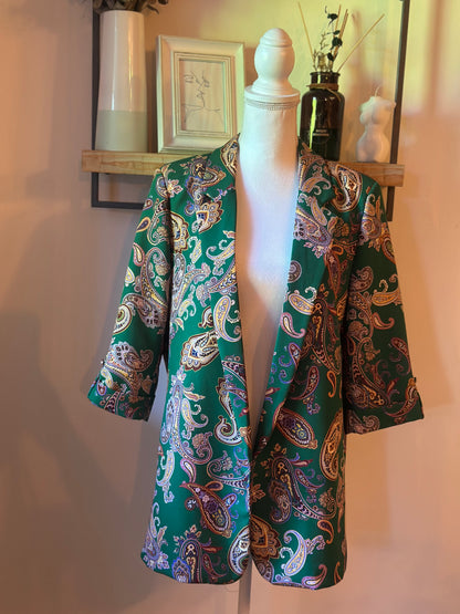 Blazer fluide imprimé cachemire vert T.U 38/42